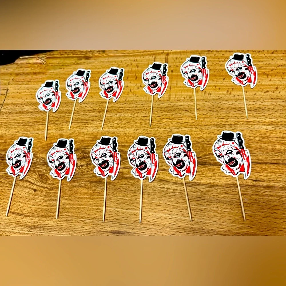 Art the clown terrifier horror cupcake toppers made